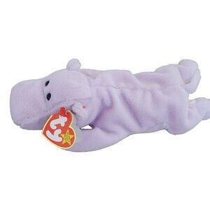 "Beanie Baby Happy The Hippo Sytle 4061 Birthdate 2-25-1994" - Lavender